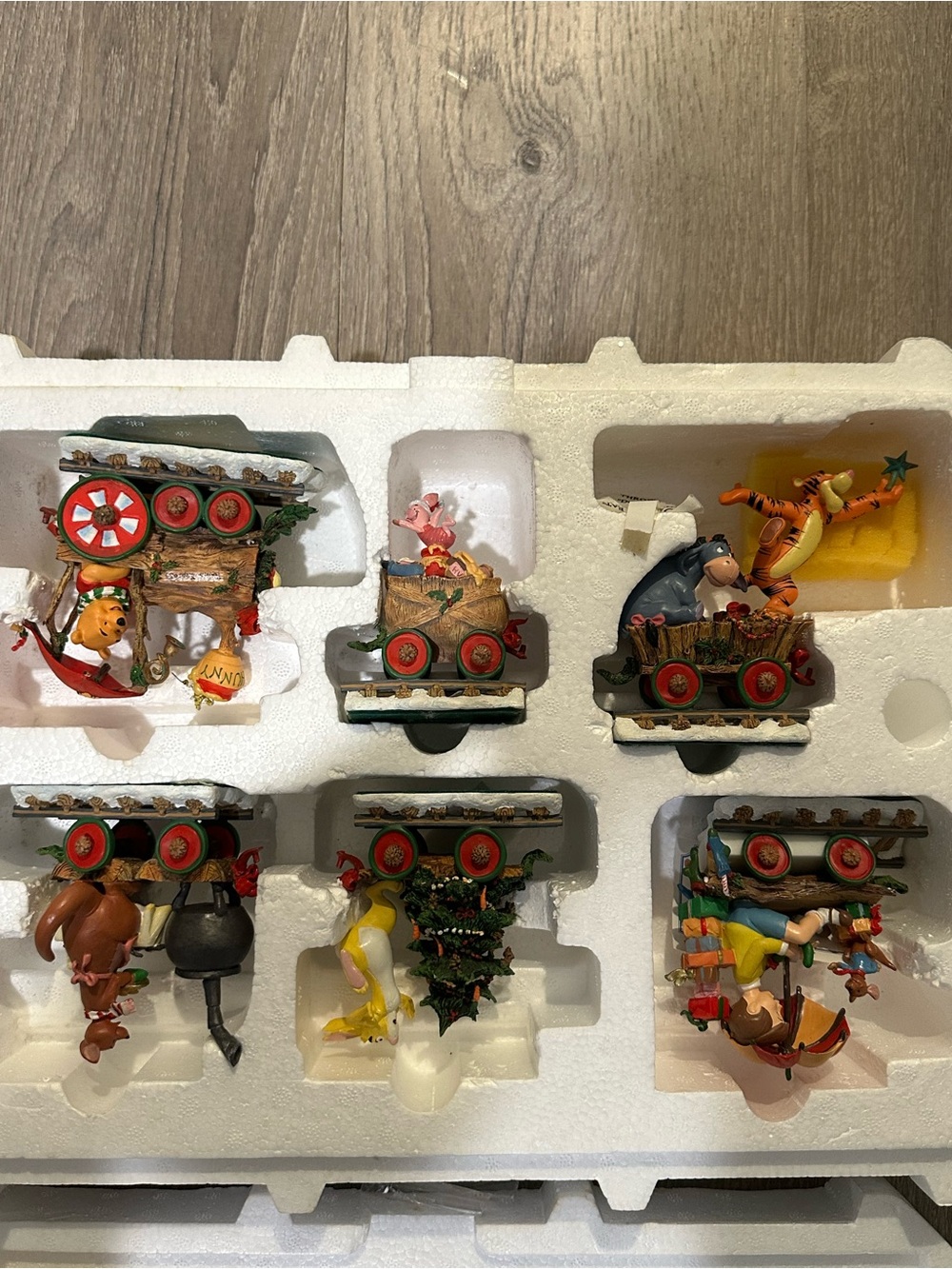Danbury Mint Winnie the Pooh Character Train Cars - Red, Green, Yellow.